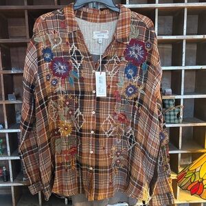 Johnny Was AWESOME Multicolor Plaid Shirt NWT